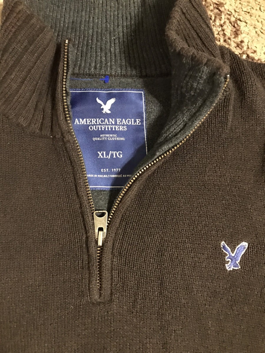 American Eagle Outfitters Mens Sweater XL 1/4 Zip Brown