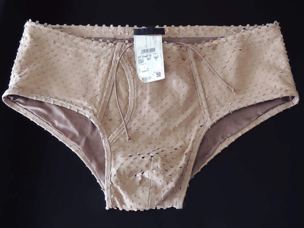 Helmut Lang 2001 SS leather punched out brief style shorts . | eBay