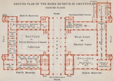 RIJKS MUSEUM ground floor plan, Amsterdam. Netherlands kaart. BAEDEKER 1910 map