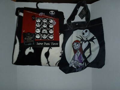 The Nightmare Before Christmas Bones Super Plush Blanket & Tote Bag NEW