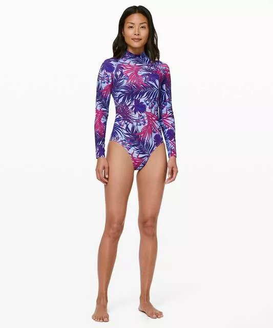 Women's Lululemon Will The Wave LS Med One Piece Surf Body Suit - Size 10  Purple