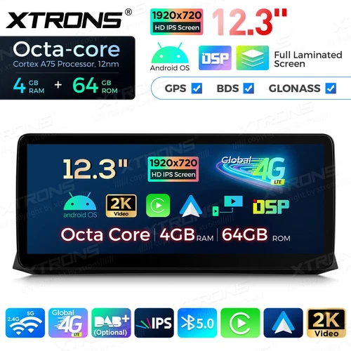12.3" Android 14 8-Core 64GB Car GPS Stereo CarPlay WiFi For BMW 5er E60 E61 CCC