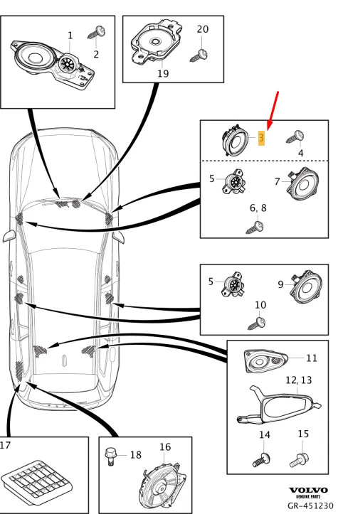 VOLVO V60 MK2 Front Door Base Loudspeaker 31350423 NEW GENUINE | eBay 