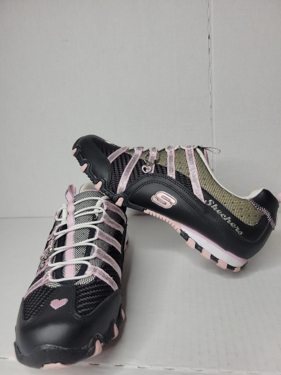 Girls Bikers Jinxy Skechers SZ 4 Sneakers Heart Pink Sparkle Girls