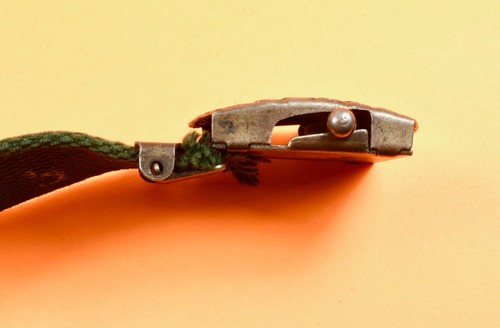 1930s official Girl Scout Belt & Buckle Green Web Belt, Pressed Metal Buckle - Picture 8 of 8