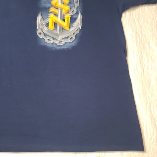 VTG US navy The Sea Is Ours tee shirt Blue 2XL Fruitof theloom Short Sleeve - Picture 7 of 17