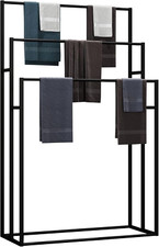 Modern Freestanding 3-Tier Towel Rack - Large Metal Ladder Matt Black