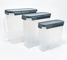 NIB LOCKNLOCK 3-PIECE NESTABLE CEREAL CONTAINERS, CLEAR