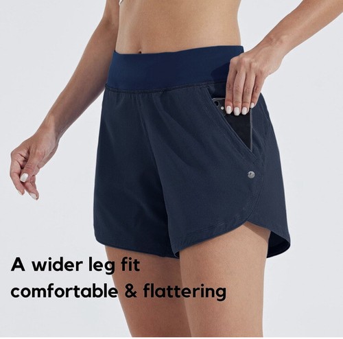 Women's 5" Quick Dry Swim Board Shorts UPF 50+ High Waisted Trunks with Liner - Picture 3 of 9