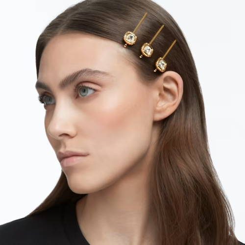 Swarovski Hair pin Set (3), Gold-tone plated $165 #5616848 New in Box - Afbeelding 1 van 2