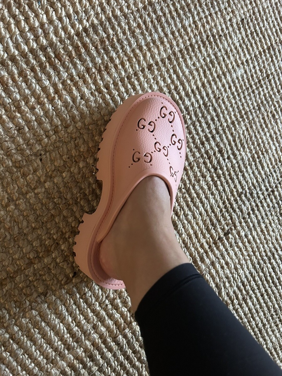 Gucci GG Perforated Mules SZ 5 Coral Color | eBay