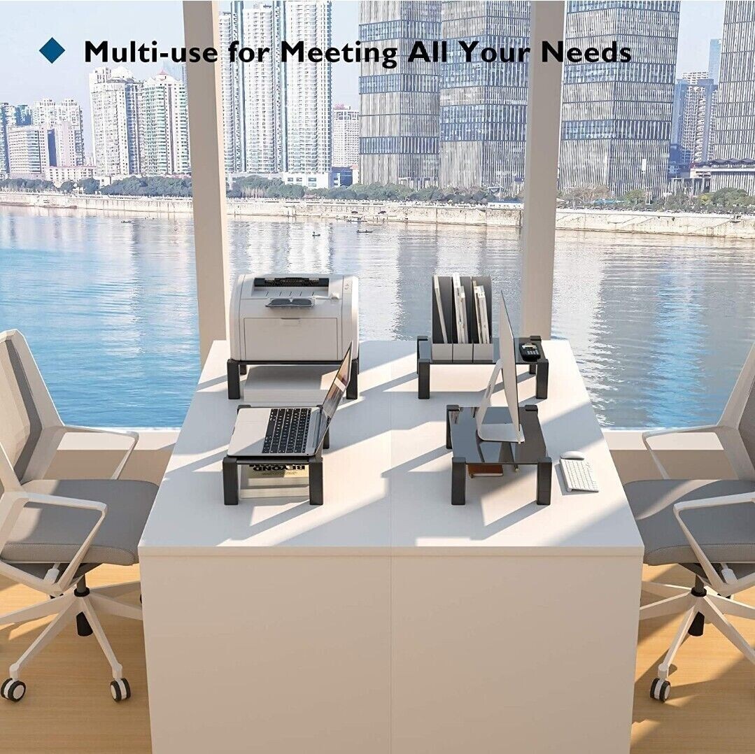 Monitor Stand Glass Top , 3 Height Adjustable Desk Riser Bontec eBay