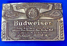 Budweiser King Of Beers Anheuser Busch VTG 1976 Silver Tone Bergamot Belt Buckle