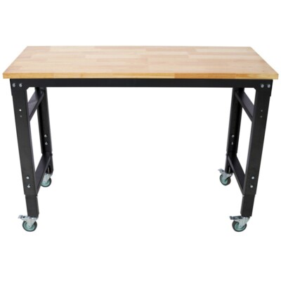 48'' W Adjustable Height Rolling Workbench Work Bench Table 2000LBS Capacity