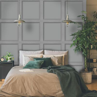 3D Effect Modern Wood Panelling Pale Grey 12981 Holden Wallpaper