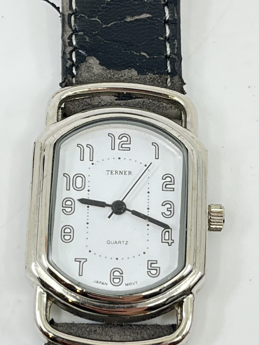 Bijoux Terner Watch Vintage Black Leather Band Quartz Japan Movement Stainless Bijoux Terner Leather Wristwatches for sale | eBay main image 4