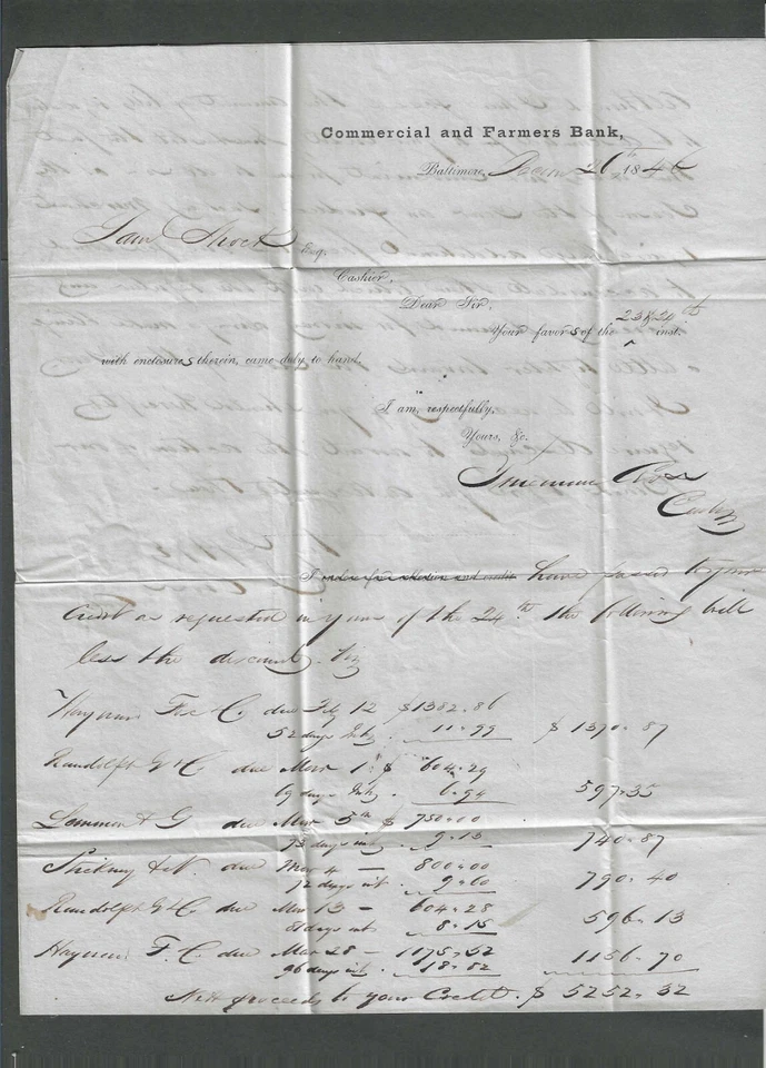 1846 Stampless Folded Letter In Uncommon Blue From Baltimore Md W/Paid "5" In--- - Image 2 of 2