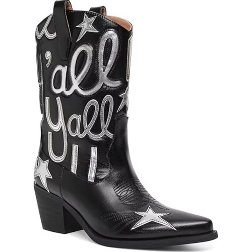 Hochfart Damengröße 11 schwarz metallic Cowgirl Westernstiefel zum Überziehen