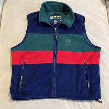 Vintage - EB Tek - Eddie Bauer - Full Zip Fleece Vest - Blue Red Green USA - M