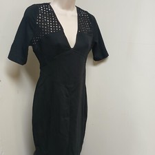 VICTORIA’S SECRET Low V Black Dress Sz 2 Cut Out Design Sleeves