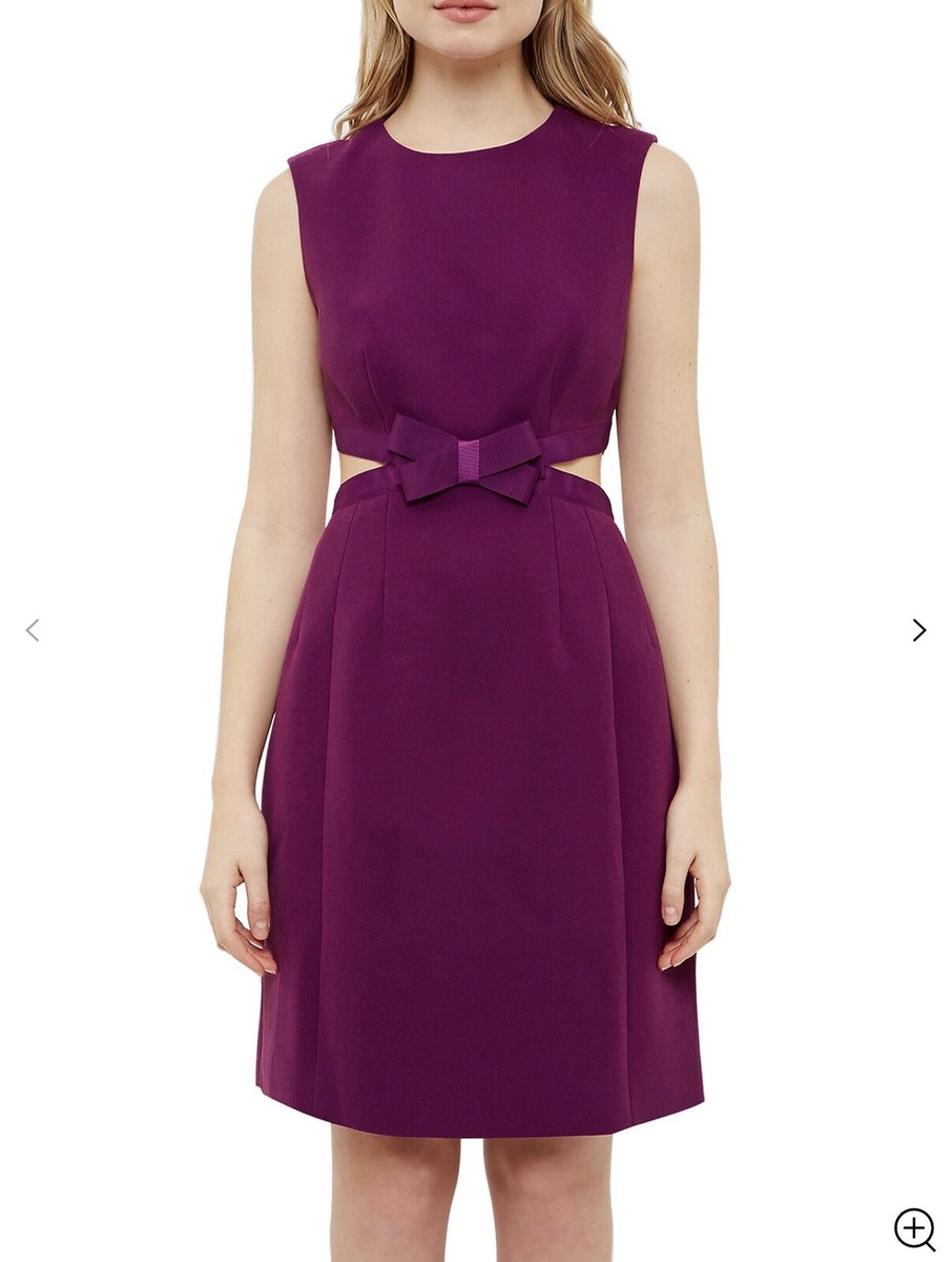 ted baker purple dress Ted Baker Grape/Purple Jaycee Cut Out Bow Dress - Size 0 - Size 6