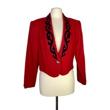 Vintage Saddle Ridge Womens Red Wool Usa Made Western Cowgirl Jacket Size Medium