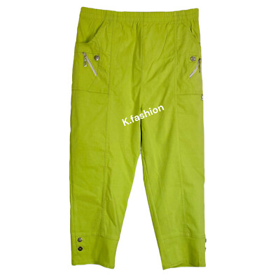 Neu Damen geschnittene Dreiviertel Capri Hose Baumwolle dehnbar Sommer Freizeit