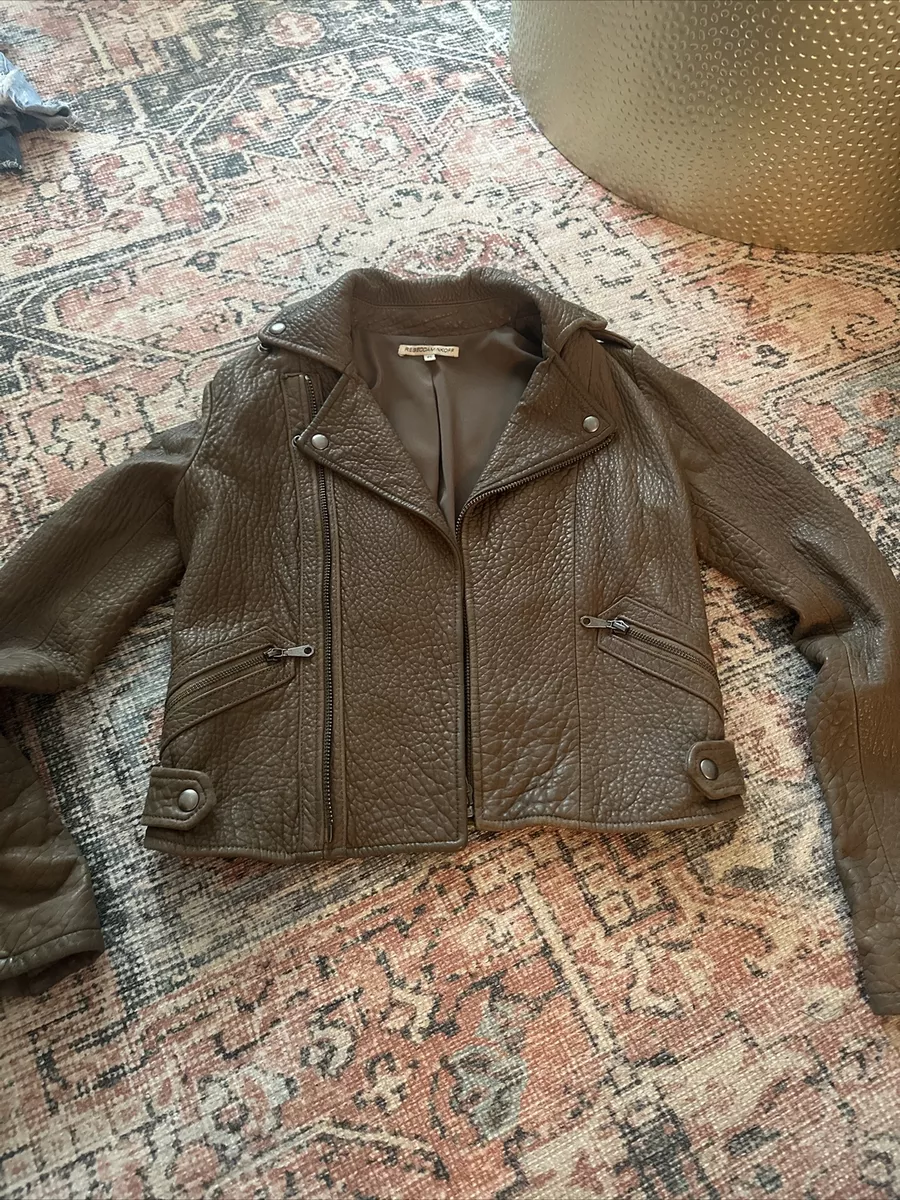 Rebecca Minkoff Wolf Moto Biker Jacket XS Zip Pebbled Leather