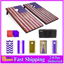 GoSports Classic Outdoor Cornhole Game Set 8 Bean Bags 4' x 2' American Flag