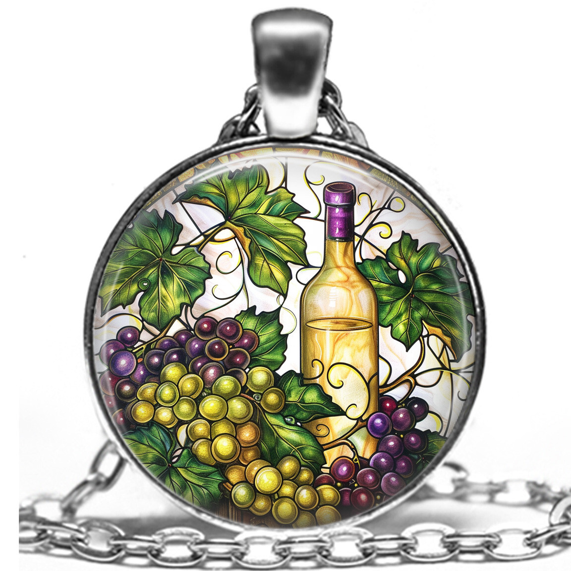 Collana a forma di bottiglia di vino bianco