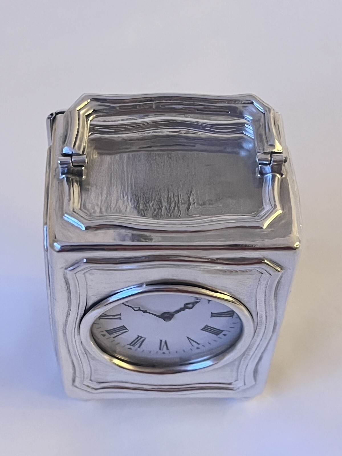 STERLING SILVER CASED CARRIAGE CLOCK, MANTLE CLOCK, ART NOUVEAU STYLE