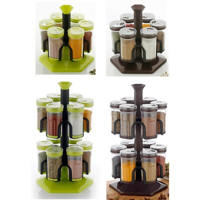 Gewürze Regal Kräuter Glas Halter Esstisch Drehbar Organizer Küche 1 & 2 Etagen