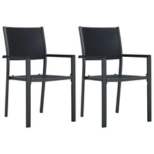  Garden Chair Set of 2 Black Plastic and steel Standard