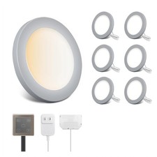 Wired LED Puck Lights, 6 Pack, Plug-in Under Cabinet Lighting