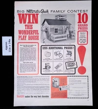 1958 BIG NESTLE's QUIK FAMILY CONTEST WIN WONDERFUL PLAY HOUSE Print Ad 50946