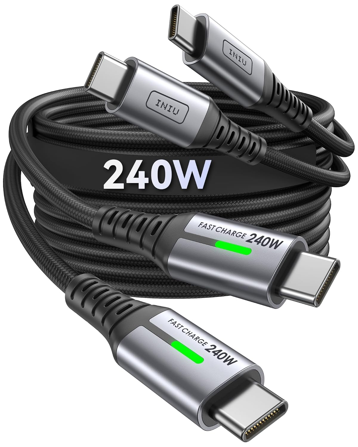 240W USB C to C Cable, [1M, 2-Pack] Fast Charging Type C Charger Cord, Braided H