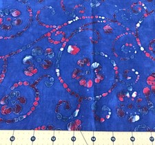 Indian Batik Floral Blue 100 cotton fabric sold by the yard B105