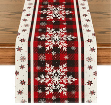 Snowflakes Christmas Table Runner Home Party Decor 13X72 Inch