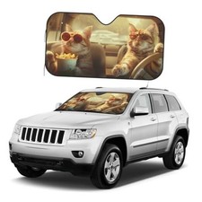 Windshield Sun Shade Foldable Car Front Windshield Sunshade Medium Funny Cat