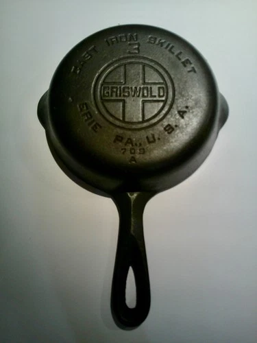 Vintage GRISWOLD #3 LARGE BLOCK Logo 709 A Cast Iron SKILLET Erie P.A.