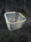 Vtg Federal Clear Pressed Refrigerator Glass Square Dish Ribbed Patterned 4"