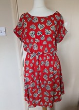 159.MA. Lightweight Red Dress With Leopard Print Hearts Size M