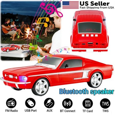 Rechargeable Retro Car Bluetooth Wireless Speaker FM Radio AUX USB TWS LED Light