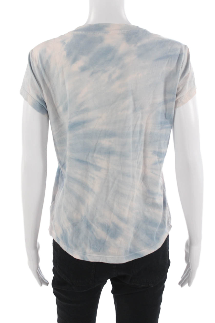 Splendid Womens Basic Light Blue Crew Neck Short … - image 3