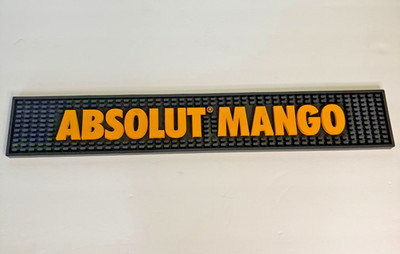 Absolut Mango Vodka Bar Mat *NEW*. Black/Orange - Man Cave Approx 21''x3.5''