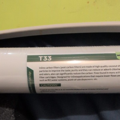 1/4'' Quick Connect T33 Inline Post Carbon Water Filter for RO Fridge Ice-maker