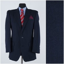 Mens Vintage DAKS Blazer 38S US Size Dark Blue Wool Sport Coat Jacket