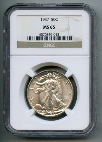 1937 Walking Liberty Silver Half Dollar NGC MS 65