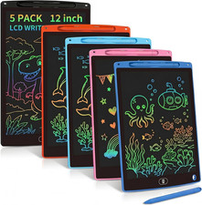 12 Inch LCD Writing Tablet 5-Pack, Colorful Drawing Board Doodle Pad for Kids To
