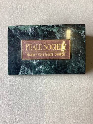 Rare Peale Society Marble Plaque, Marble Collegiate Church Donor Recognition